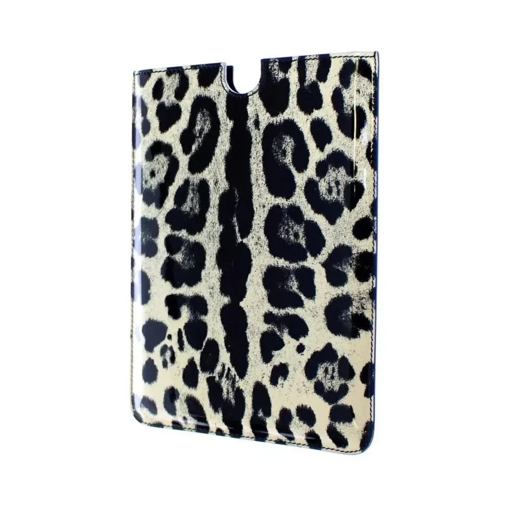 Dolce & Gabbana White Leopard Pattern Leather eBook Cover Tablet Case